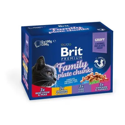 Brit Premium Cat Pouches Family Plate 1200g (12x100g) kapsičky pro kočky