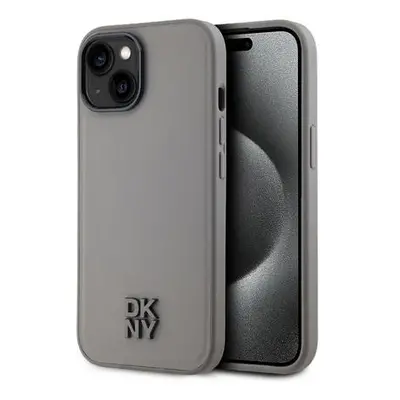 DKNY PU Leather Stack Logo Magsafe Zadní Kryt pro iPhone 15 Grey