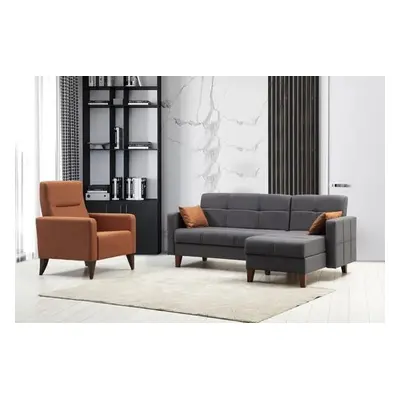 Atelier del Sofa Sofa Set Polya L - Dark Grey