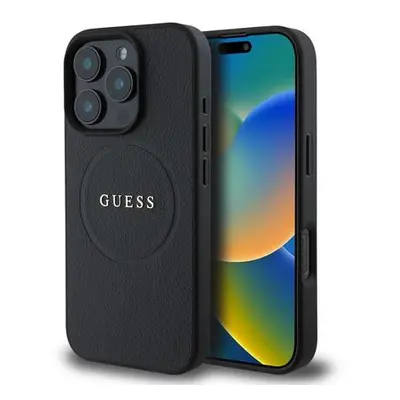 Guess PU Grained Classic Logo MagSafe Zadní Kryt pro iPhone 16 Pro Black