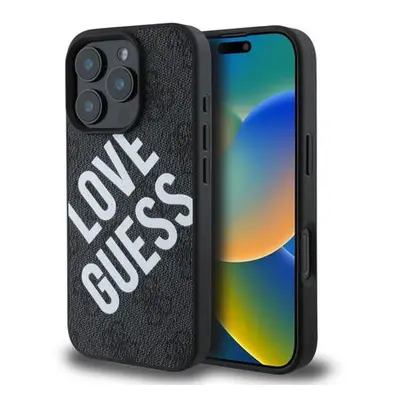 Guess PU Leather 4G Big Love Logo MagSafe Zadní Kryt pro iPhone 16 Pro Black