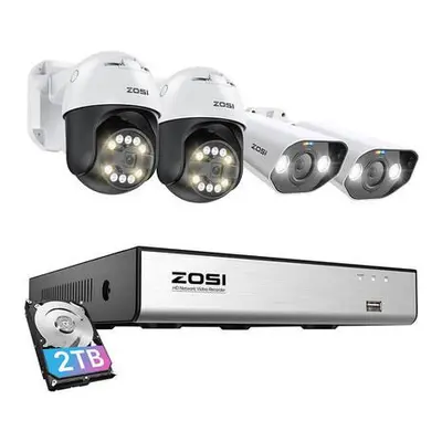 IP kamera ZOSI 2 ks C296 WiFi 5MP a 2 ks C182 WiFi 8MP + NVR 8ch + 2TB HDD