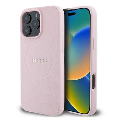 Guess PU Grained Classic Logo MagSafe Zadní Kryt pro iPhone 16 Pro Max Pink