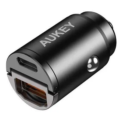 Nabíječka do auta Aukey CC-A3, 1xUSB-A, 1xUSB-C, 30W (černá)