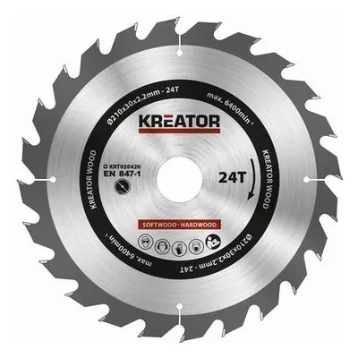 Pilový kotouč Kreator KRT020420 na dřevo 210mm, 24T