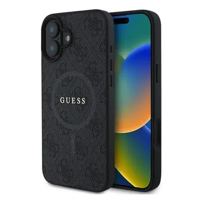 Guess PU Leather 4G Colored Ring MagSafe Zadní Kryt pro iPhone 16 Plus Black