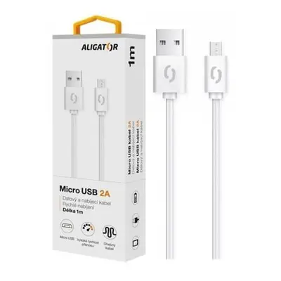 ALIGATOR Datový kabel 2A, Micro USB bílý