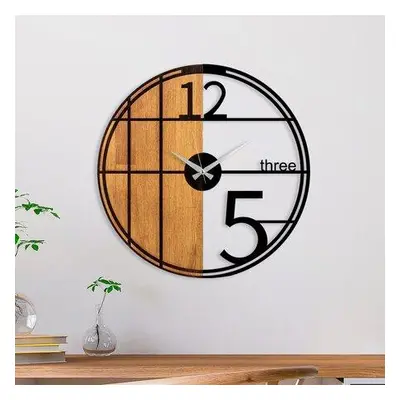 Wallity Decorative Wooden Wall Clock Wooden Clock - 62 WalnutBlack