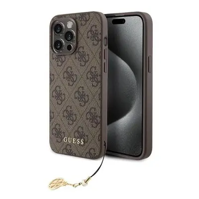 Guess 4G Charm Zadní Kryt pro iPhone 15 Pro Max Tone on Tone Brown