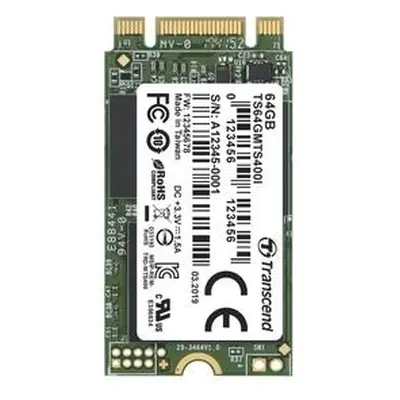 TRANSCEND MTS400I 64GB Industrial SSD disk M.2 2242, SATA III 6Gb/s (MLC), 530MB/s R, 105MB/s W,