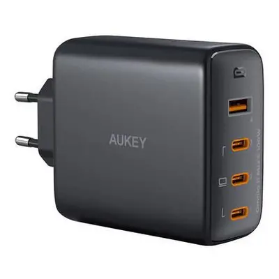 Nástěnná nabíječka Aukey PA-B7S, 1xUSB-A, 3xUSB-C, 100W GaN (černá)