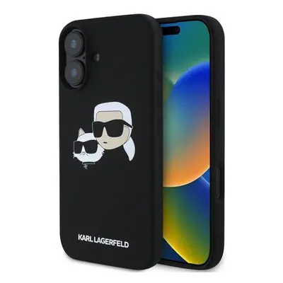 Karl Lagerfeld Liquid Silicone Double Heads MagSafe Zadní Kryt pro iPhone 16 Plus Black