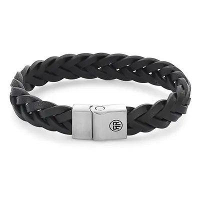 Rebel&Rose Černý kožený náramek Braided Black Matt RR-M0025-S 19 cm - L