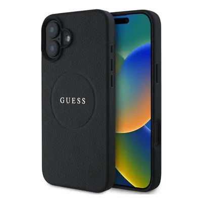 Guess PU Grained Classic Logo MagSafe Zadní Kryt pro iPhone 16 Plus Black