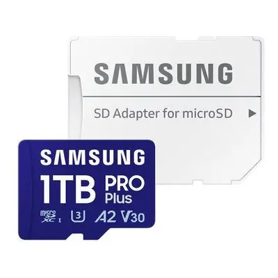 Samsung paměťová karta 1TB PRO Plus micro SDXC CL10 U3 (č/z: až 180/až 130MB/s) + SD adaptér