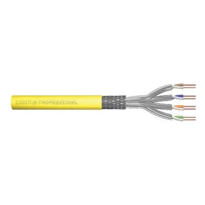 DIGITUS Instalační kabel CAT 7A S-FTP, 1500 MHz Dca, AWG 22/1, kroužek 100 m, SX, žlutá, DK-1743