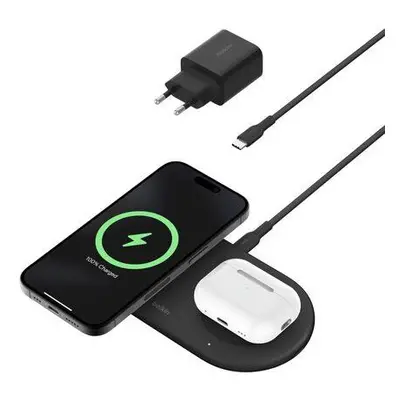 Belkin BOOST CHARGE PRO Qi2 2v1 Magnetická nabíjecí podložka pro iPhone/AirPods, černá