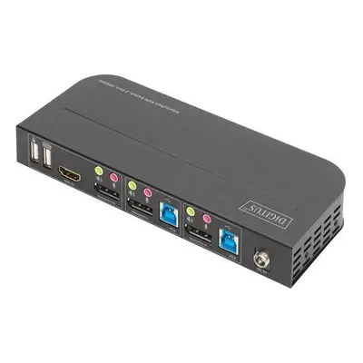 DIGITUS KVM přepínač, 2 porty, 4K60Hz, 2 x DP in, 1 x DP/HDMI out, DS-12850