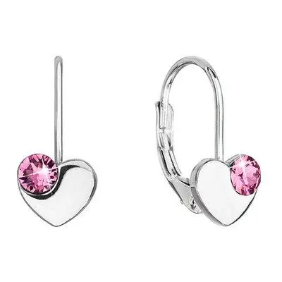 Evolution Group Stříbrné srdíčkové náušnice s krystaly Swarovski 31299.3 Rose