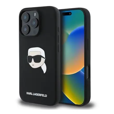 Karl Lagerfeld Liquid Silicone Karl Head MagSafe Zadní Kryt pro iPhone 16 Pro Black