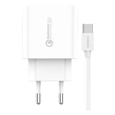 Rychlonabíječka Foneng 1x USB EU46 QC 3.0+ kabel USB typu C