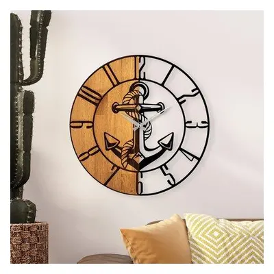 Wallity Decorative Wooden Wall Clock Wooden Clock - 58 WalnutBlack