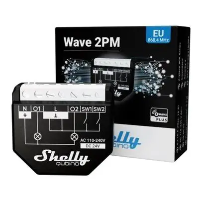 Shelly Qubino Wave 2PM - spínací modul s měřením spotřeby 2x 10A (Z-Wave)