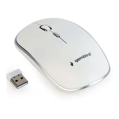 Myš GEMBIRD MUSW-4B-01-W, bílá, bezdrátová, USB nano receiver, MUSW-4B-01-W