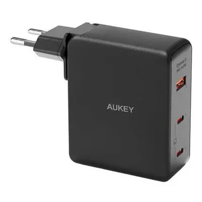 Nástěnná nabíječka Aukey PA-B7O, 1xUSB-A, 2xUSB-C, 140W GaN (černá)