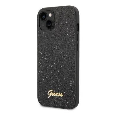 Guess PC/TPU Glitter Flakes Metal Logo kryt iPhone 14 Plus černý