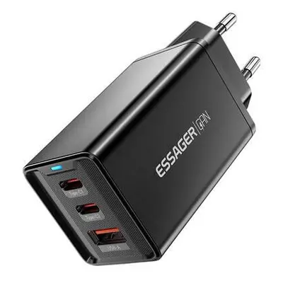 Wall charger, Essager, ECTAC-KSB01-Z, GaN, 2xUSB-C, USB-A, 67W (black)