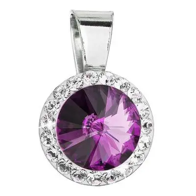 Evolution Group Stříbrný přívěsek s krystaly Preciosa fialový kulatý 34251.3 amethyst