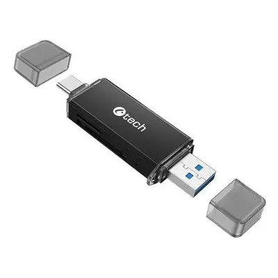 C-TECH Čtečka karet UCR-02-AL, USB 3.0 TYPE A/ TYPE C, SD/micro SD, UCR-02-AL