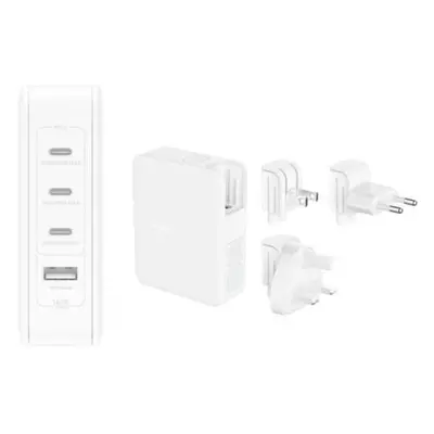 Belkin 140W 4-portová USB-C Power Delivery GaN PPS nástěnná nabíječka + UK, EU, US adaptéry, bíl