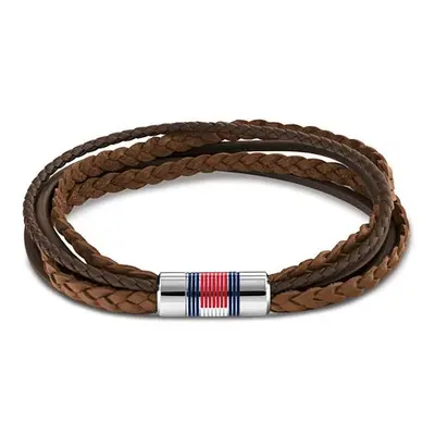 Tommy Hilfiger Luxusní pánský náramek z hnědé kůže Multi Layer 2790425