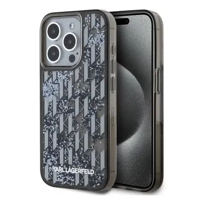 Karl Lagerfeld Liquid Glitter Monogram Gradient Zadní Kryt pro iPhone 15 Pro Max Black