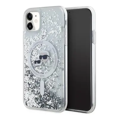 Karl Lagerfeld Liquid Glitter Karl and Choupette Heads Magsafe Zadní Kryt pro iPhone 11 Transpar