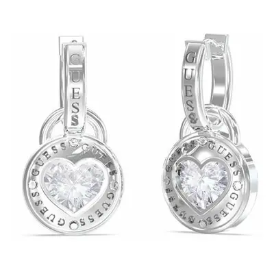 Guess Slušivé visací náušnice 2v1 Rolling Hearts JUBE03351JWRHT/U