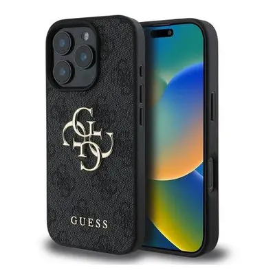 Guess PU 4G Metal Logo kryt pro iPhone 16 Pro Max šedý