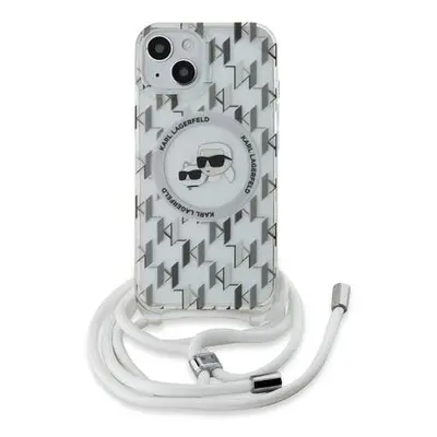 Karl Lagerfeld IML Monogram Crossbody K&CH Heads MagSafe Zadní Kryt pro iPhone 15 Transparent