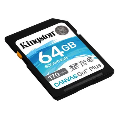 Kingston paměťová karta 64GB SDXC Canvas Go Plus 170R C10 UHS-I U3 V30