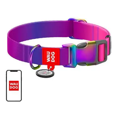 Waudog gradient nylon dog collar with QR code, purple , size XL