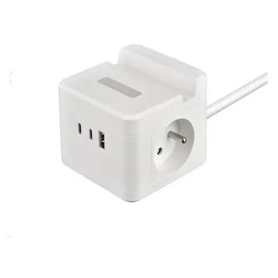 Viking síťový adaptér YC23H, 2x 230 V, 1x USB-A, 2x USB-C, dotykové světlo, funkce stojánku, bíl