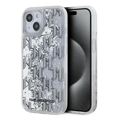 Karl Lagerfeld Liquid Glitter Monogram Gradient Zadní Kryt pro iPhone 15 White