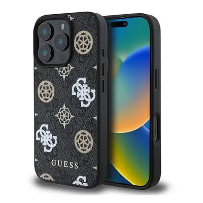 Guess PU 4G Peony MagSafe Zadní Kryt pro iPhone 16 Pro Max Black