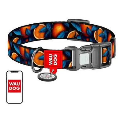 Waudog "Oranges" nylon dog collar with QR code, size M