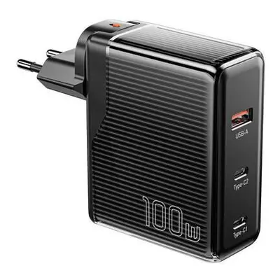 Wall charger, Essager, ECT2CA-ZXB01-Z, GaN, USB-A, USB-C 100W (black)