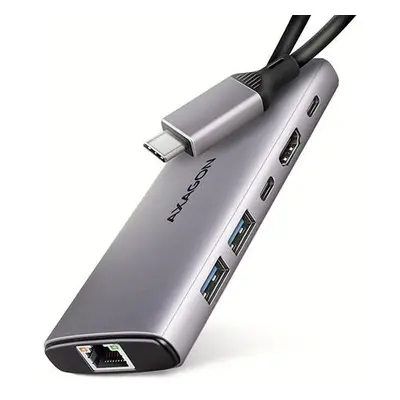 AXAGON HMC-6G2L, USB 10Gb/s hub, 2x USB-A, 1x USB-C, HDMI 4k/60, RJ-45, PD 100W, kabel USB-C 15c