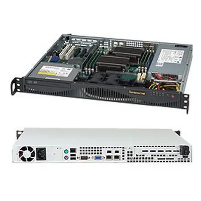 SUPERMICRO mini1U chassis, 2x 3,5" fixed HDD (nebo s MCP-220-00044-0N 2x2,5"), mechanika volitel