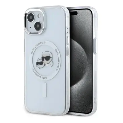 Karl Lagerfeld IML K&CH Heads Metal Frame MagSafe Zadní Kryt pro iPhone 15 Transparent